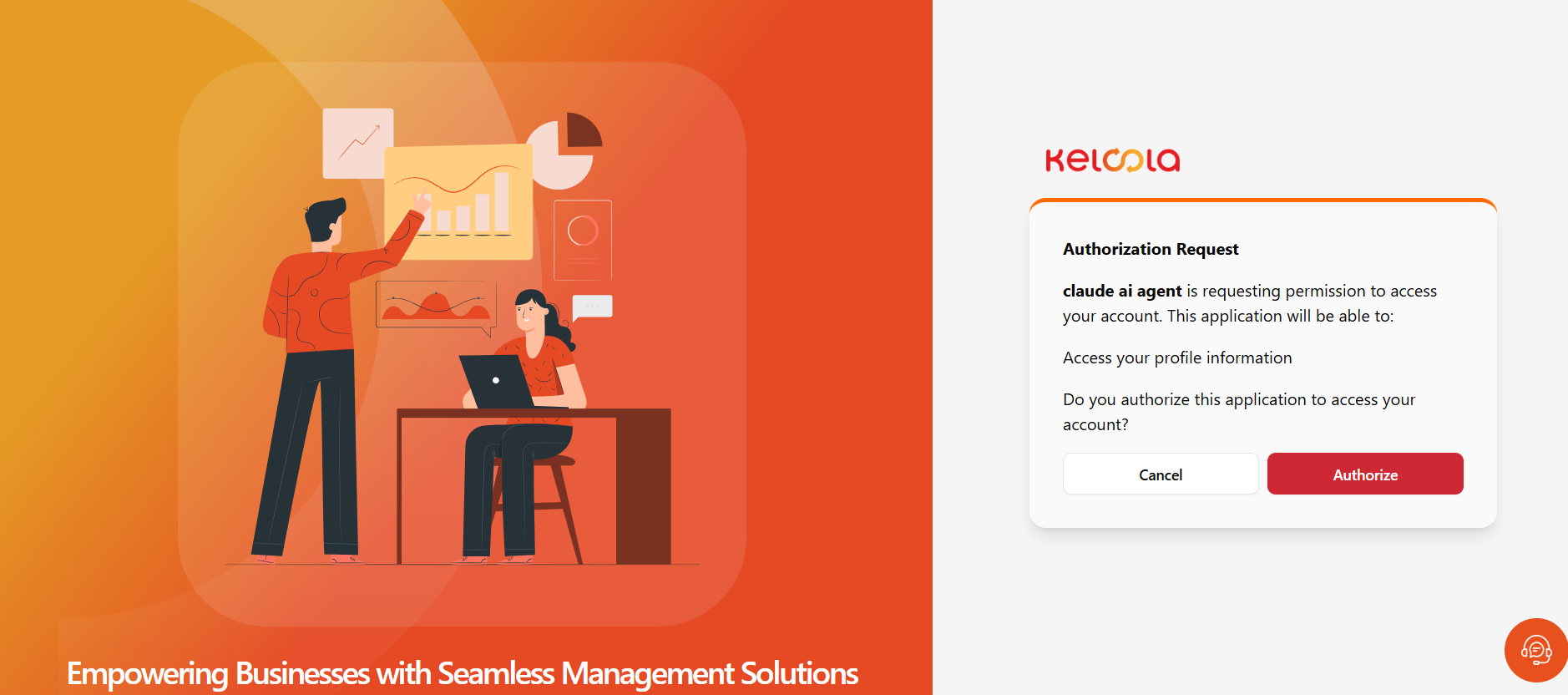 Halaman authorize akses Keloola