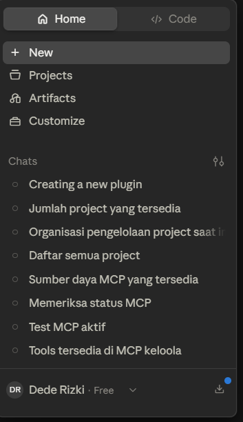 Tampilan menu pengaturan Claude