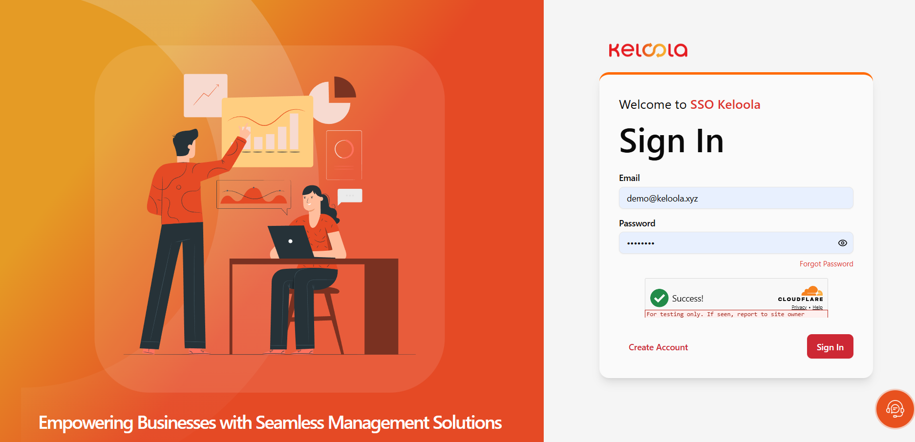 Halaman login Keloola SSO