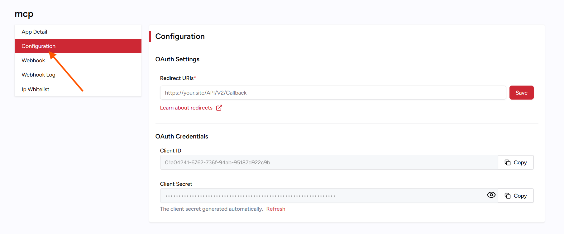 Halaman Configuration Keloola Developer